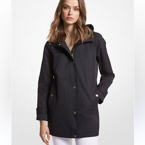 New Michael Kors Hooded Minimalist Raincoat in Black